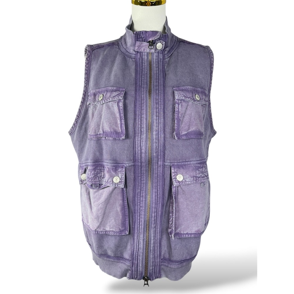 We The Free Free People Purple Utility Cargo Vest Full Zip Cotton OB2144154 S